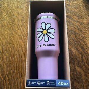 Life is Good Pink Stainless Steel Tumbler 40 OZ